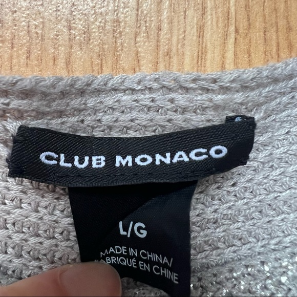 ❌SOLD❌Club Monaco Silver batwing Cotton sweater - Picture 2 of 4
